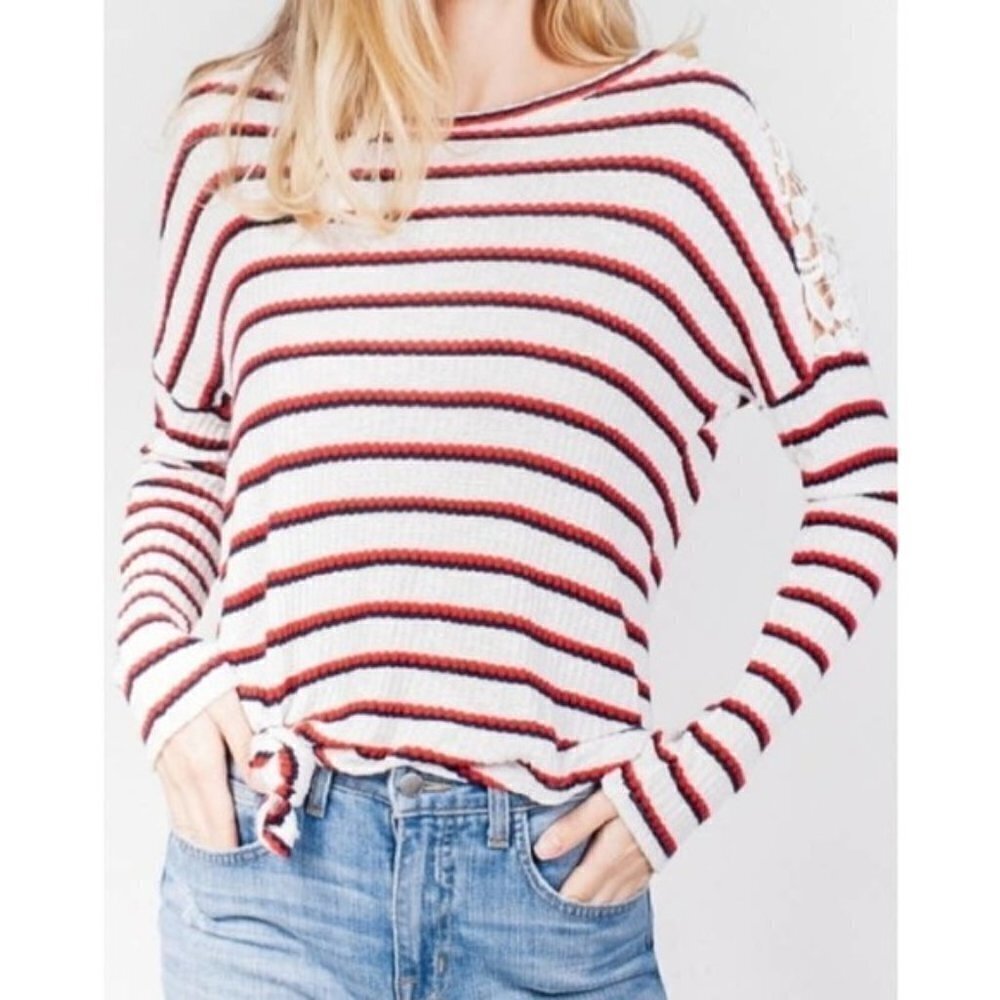 Generation Love Top Bleeker Striped Lace Asymmetric